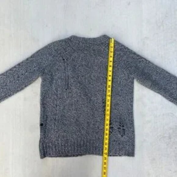 Raquel Allegra Womens Distressed Grey Merino Wool Baby Camel Blend Cardigan - Picture 5 of 7